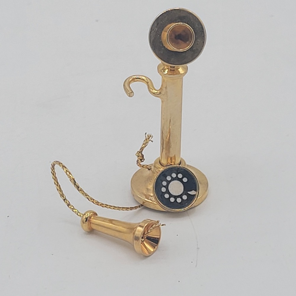 8 Brass Miniatures Mirror Tea Pot Kettle Light Phone Bell Fire Poker Doll House - Picture 13 of 15